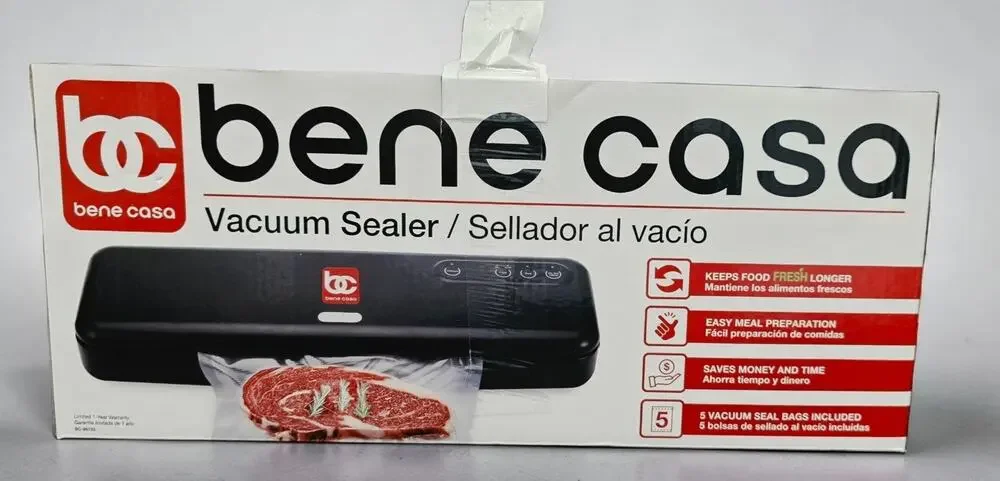 Bene Casa BC-99733 Vacuum Sealer Black New in Box with 5 Bags Included